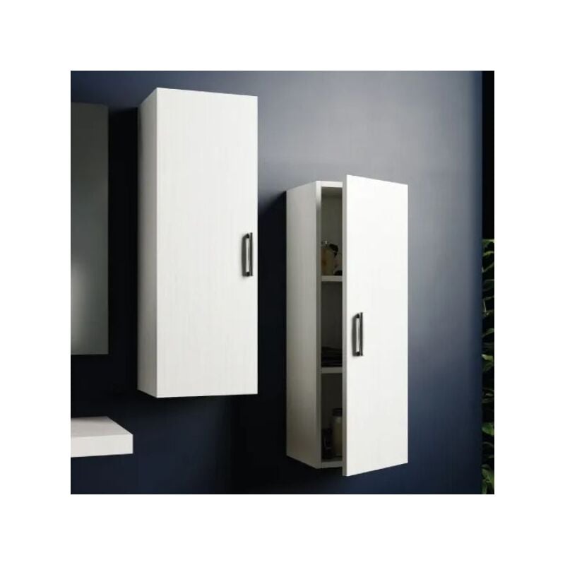 foto del prodotto mobo colonna bagno sospesa in mdf 1 anta h.90cm l 31cm h 90cm p 27cm palissandro larice