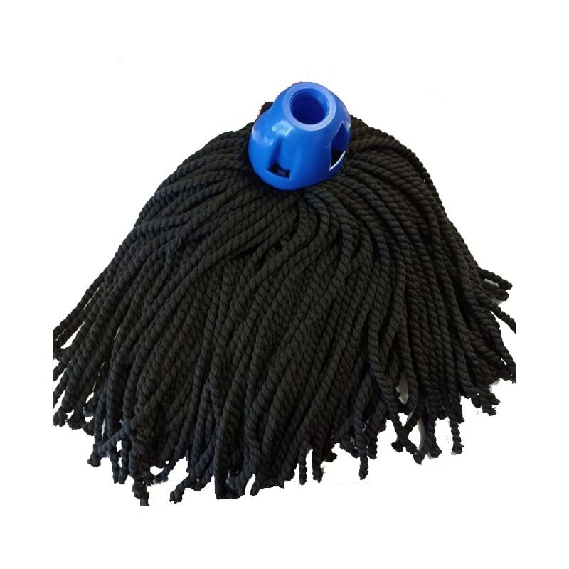foto del prodotto mocio in microfibra con filo nero, filo universale, non graffia il pavimento, grande capacit di assorbimento