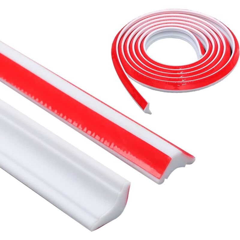 foto del prodotto modanatura flessibile triangolare autoadesiva, strisce di calafataggio 27x20mm 5m per modanatura soffitto, per bordi parete, soffitto bianco