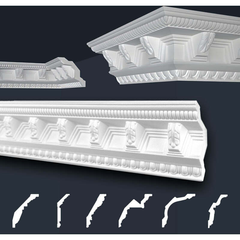 foto del prodotto modanature in stucco bianche, eps styropor form-fitting, pacchetti economici marbet series-b b-22 96x98 mm, 2 metri 1 modanatura