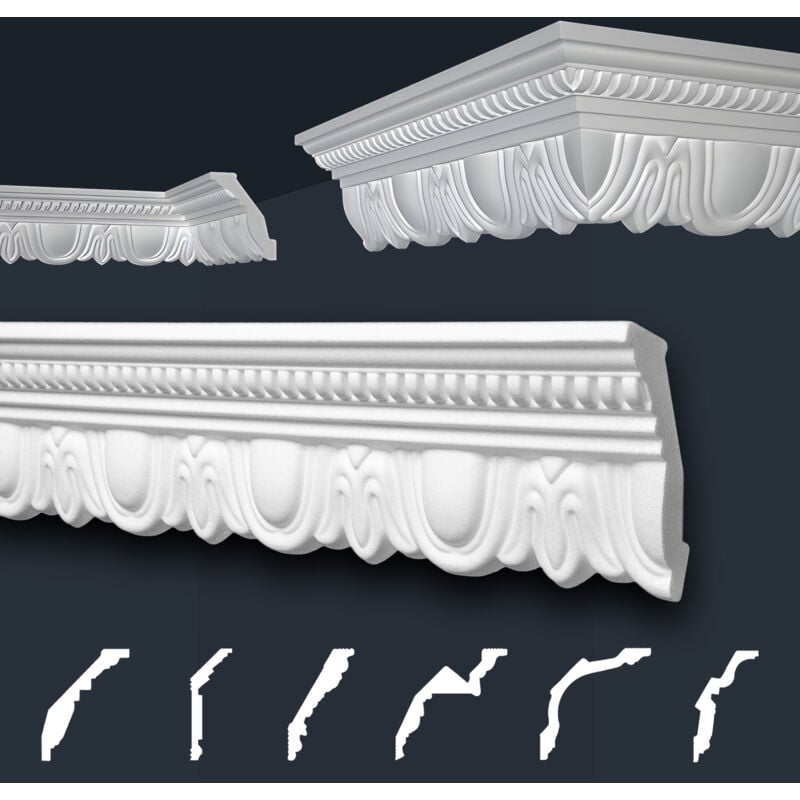 foto del prodotto modanature in stucco bianche, eps styropor form fitting, pacchetti economici marbet series b b 34 70x90mm, 2 metri 1 modanatura