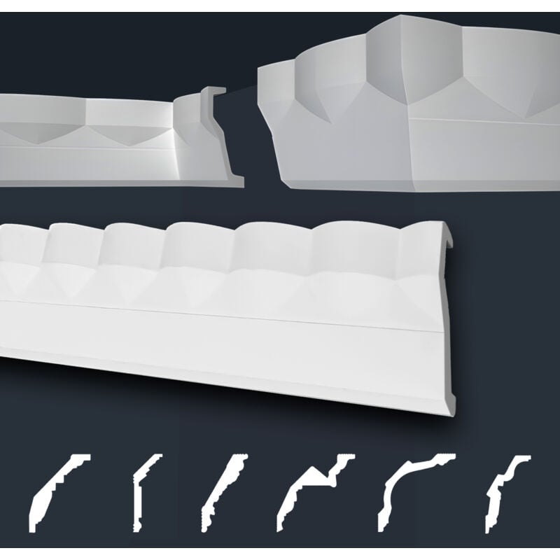 foto del prodotto modanature in stucco bianche, eps styropor form-fitting, pacchetti economici marbet series-b b-40 70x180 mm, 2 metri 1 modanatura