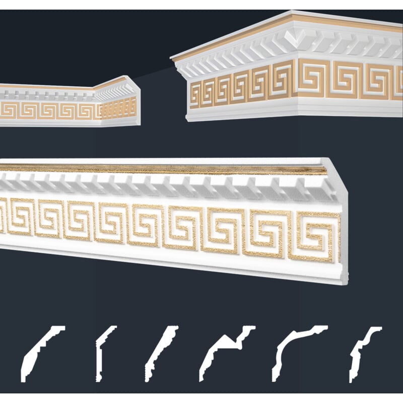 foto del prodotto modanature in stucco oro, eps styropor form fitting, pacchetti economici marbet series b b 25 oro 37x100mm, 30 metri 15 strisce