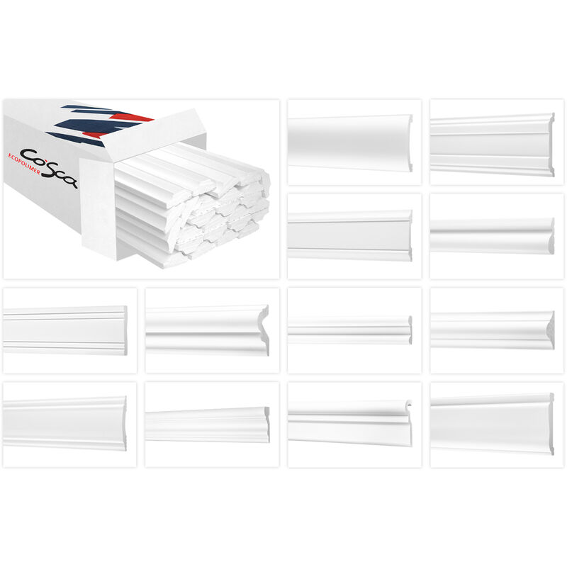 foto del prodotto modanature per pareti in hdps - polistirene ad alta densità, leggero e resistente agli urti cosca 20 metri 10 strisce, cm5 - 15 x 70 mm