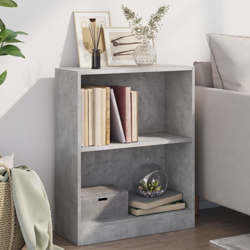 foto del prodotto modern library wooden studio lounge with 2 shelves 60x24x74,5 cm various colors colore grigio cemento