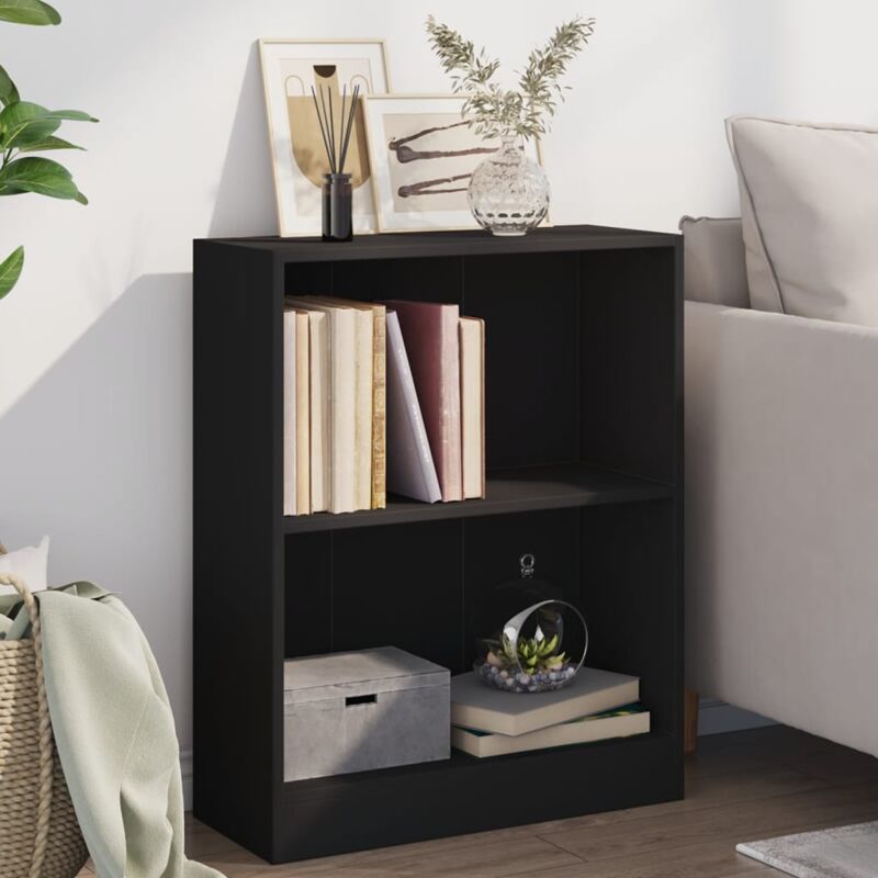 foto del prodotto modern library wooden studio lounge with 2 shelves 60x24x74,5 cm various colors colore nero
