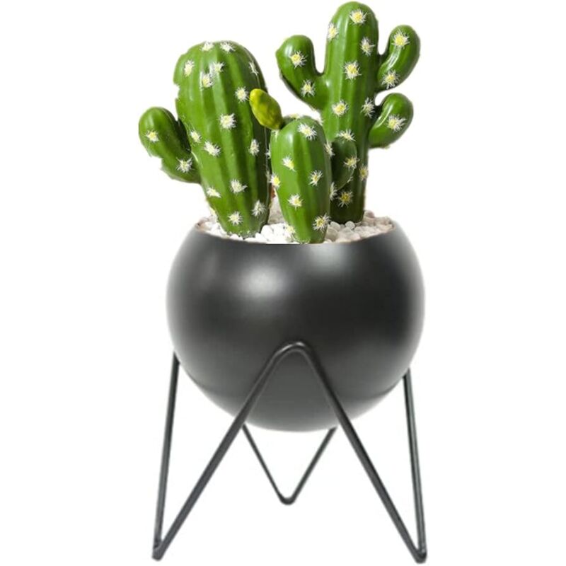 foto del prodotto modern round metal flower vase with stand indoor outdoor decor black