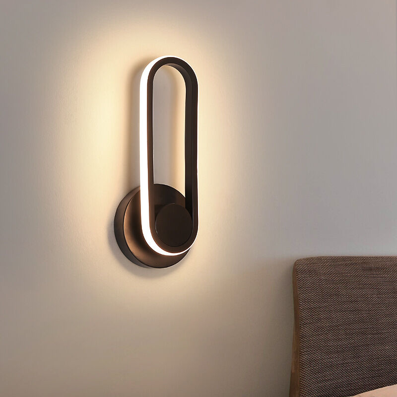 foto del prodotto moderna applique a led 12w, nero, alluminio, design ovale, girevole, per soggiorno, camera da letto, scala, corridoio regolabile 3000k 4500k 6500k 