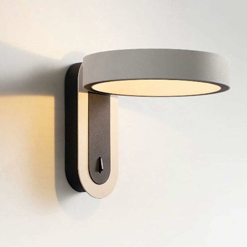 foto del prodotto moderna applique a led con interruttore, anello orientabile a 360 regolabile, applique da comodino in alluminio, 3 w, lampada da comodino per camera