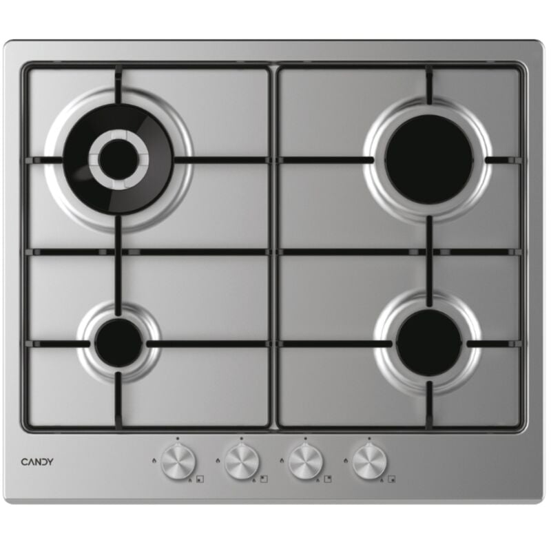 foto del prodotto moderna chw6br4wpx piano cottura acciaio inox da incasso 60 cm gas 4 fornelli - candy