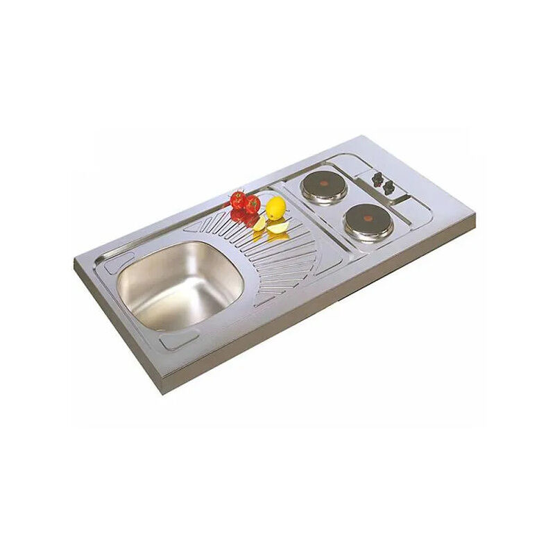 foto del prodotto moderna kit lavello 100 x 60, con fornelli elettrici domino 2