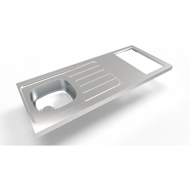 foto del prodotto moderna kit lavello 140x60, con foro per domino non fornito 