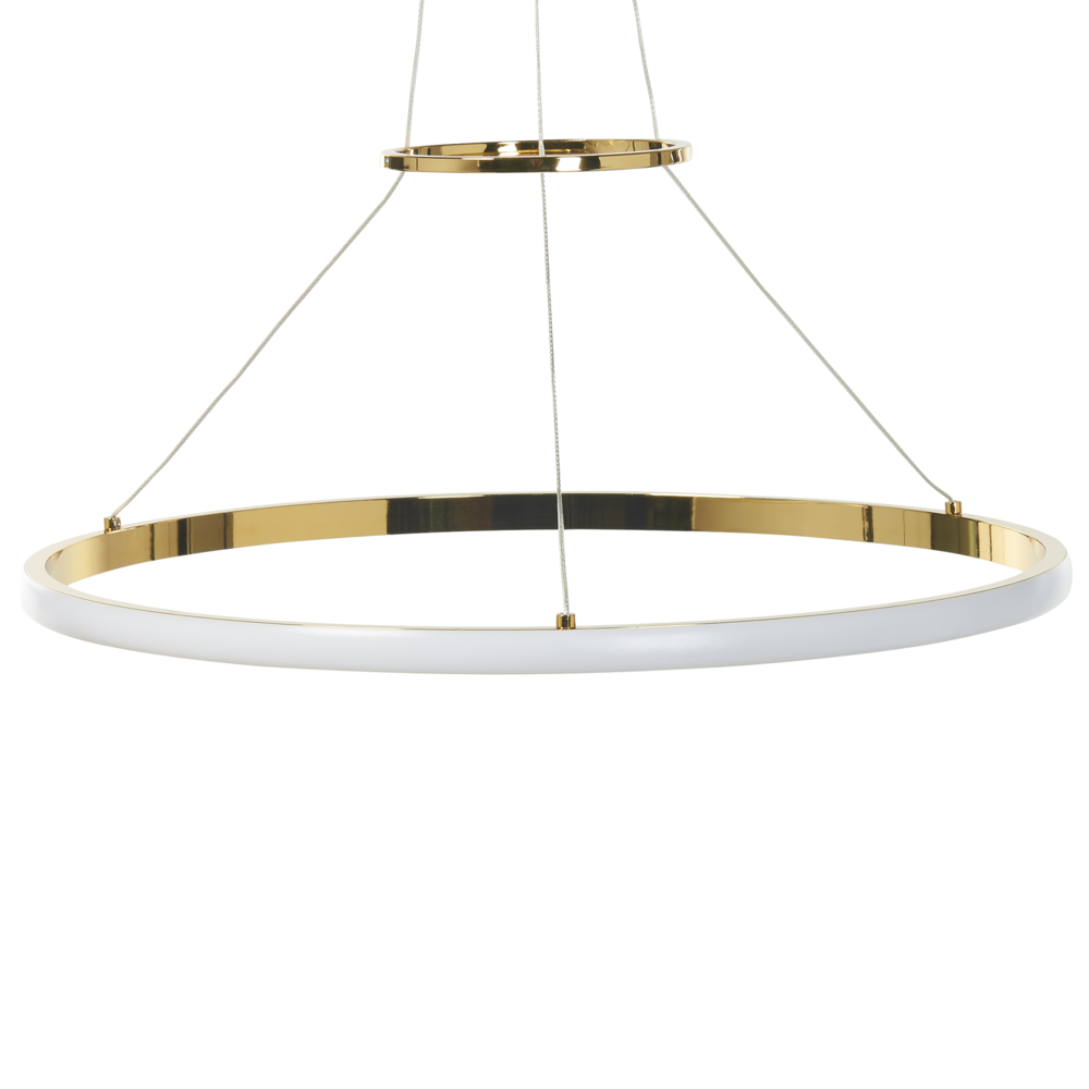foto del prodotto moderna lampada a sospensione illuminazione integrata led anelli lampada a sospensione rotonda in metallo dorato