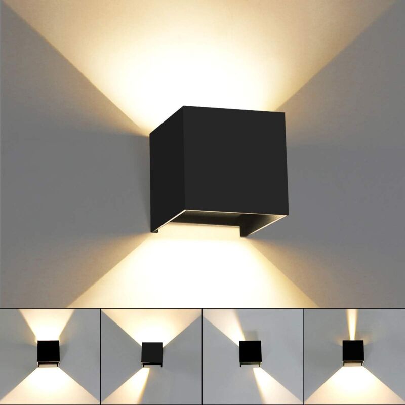 foto del prodotto moderna lampada da parete a led con luce su e gi , angolo di fascio regolabile, impermeabile ip65 per interni ed esterni, per bagno, scale, camera da