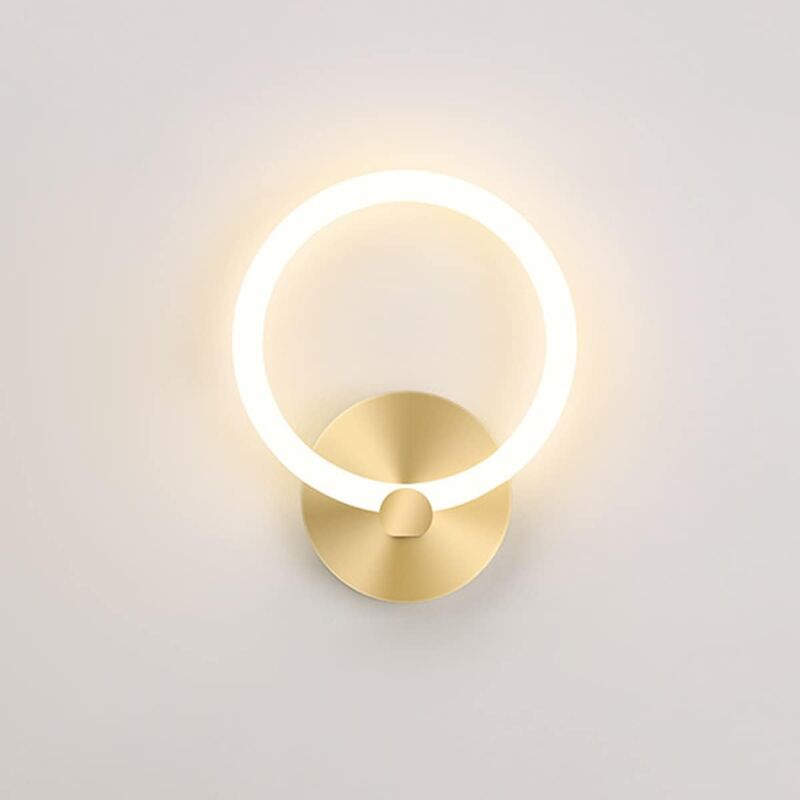 foto del prodotto moderna lampada da parete a led per interni rotonda oro comodino lampada da parete 19 cm per soggiorno corridoio camera da letto 10 w bianco caldo