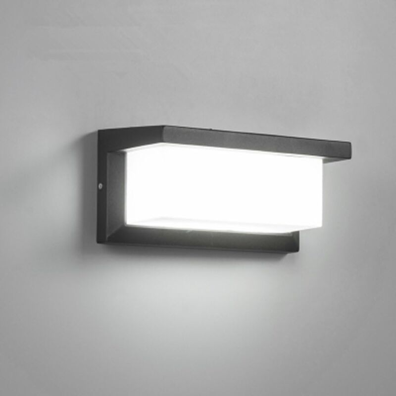 foto del prodotto moderna lampada da parete per esterni a led 12w impermeabile ip65 in alluminio antracite, illuminazione decorativa per cortile, giardino, terrazza,