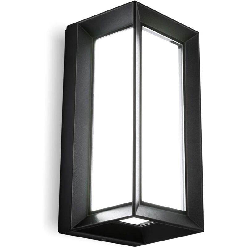 foto del prodotto moderna lampada da parete per esterni, illuminazione led, impermeabile ip65, per portico, terrazza, giardino, vialetti, scale, bianco freddo