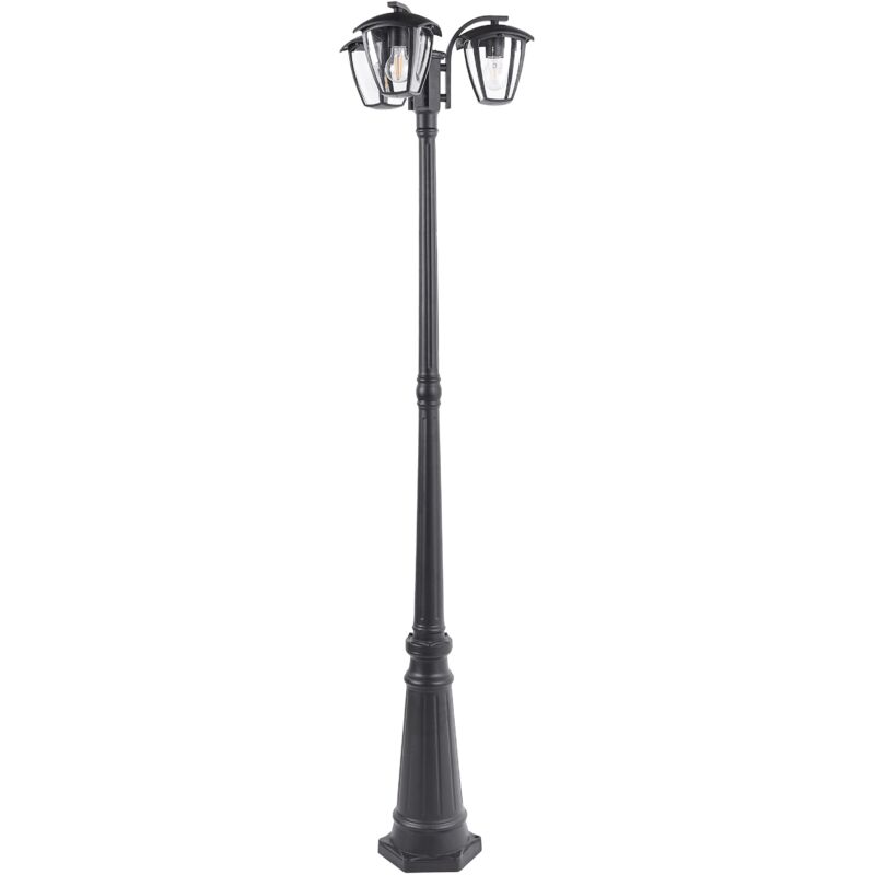 foto del prodotto moderna lampione da giardino a 3 luci per esterni lampada da sentiero alluminio materiale sintetico nero lemro