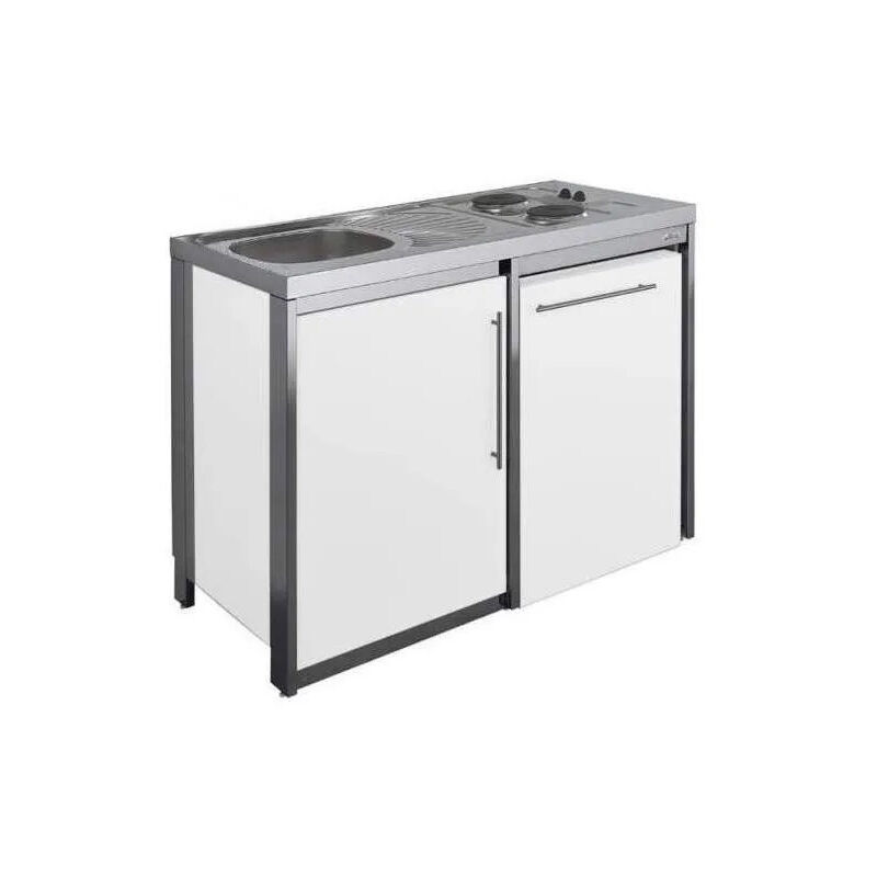 foto del prodotto moderna metalline 120cm angolo cottura con piano cottura e frigorifero, verniciato a polvere glacier