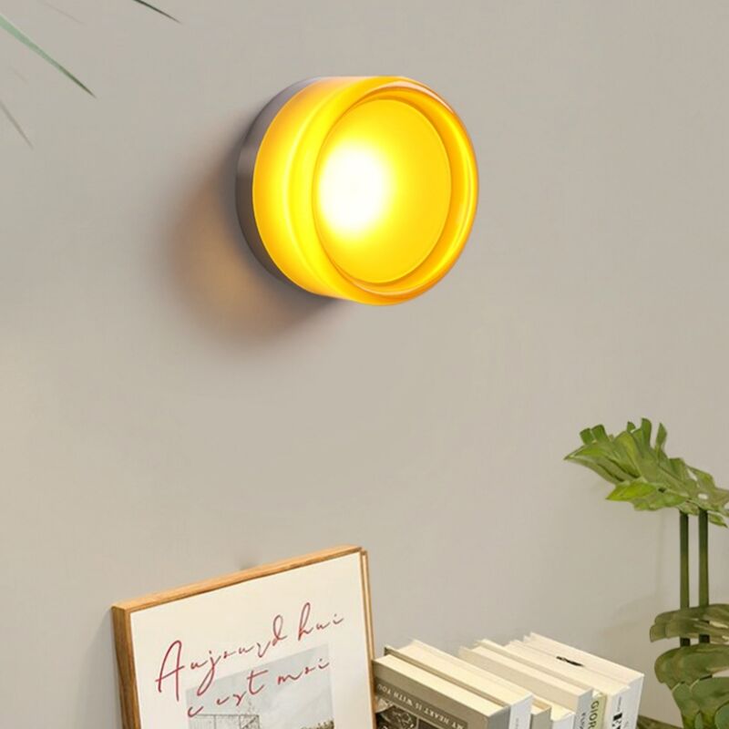 foto del prodotto moderno lampada da parete led arancione applique da parete interno lampada da muro a forma di fossetta 13,5cm luce bianca calda