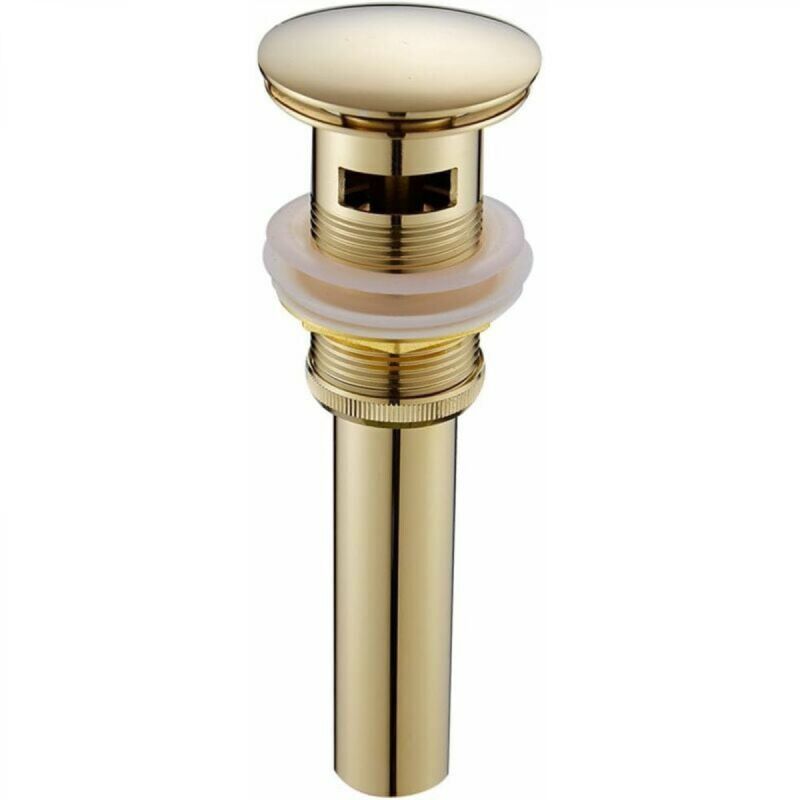 foto del prodotto moderno pop up retro tappo di scarico del lavandino scarico click clack con troppopieno oro ottone universale valvola di scarico del lavandino sifone