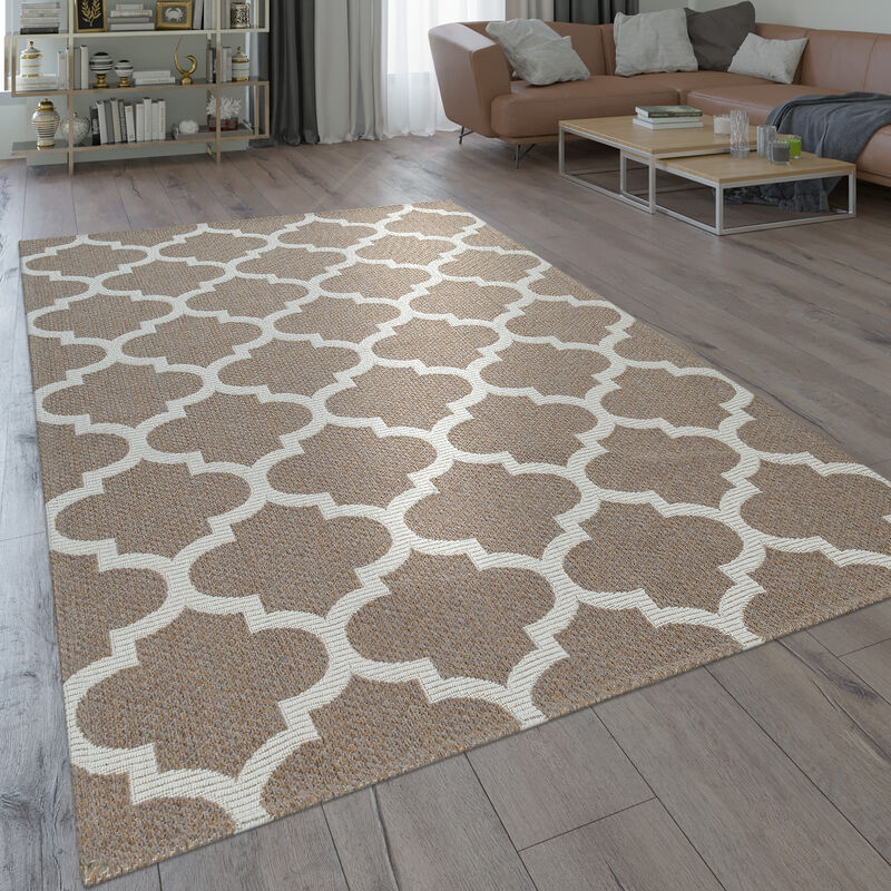 foto del prodotto moderno tappeto dal tessuto piatto con motivo intessuto e design marocchino orientale in beige 120x160 cm paco home