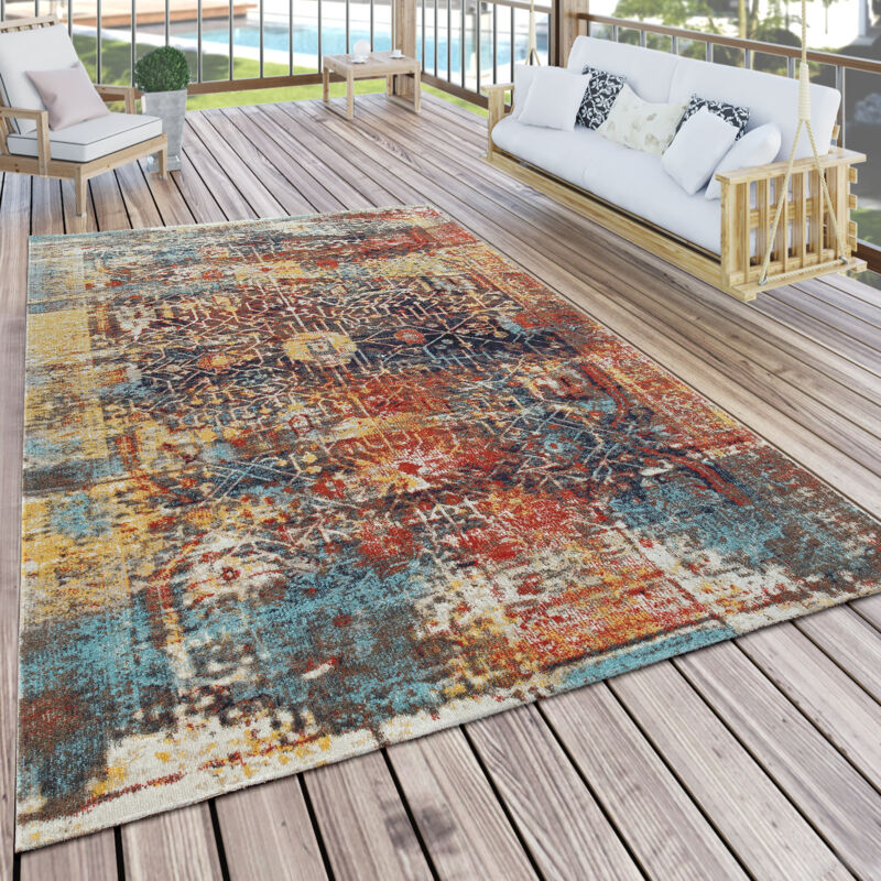 foto del prodotto moderno tappeto per interni ed esterni con design nomade, per terrazzi, resistente alle intemperie, colorato 160x220 cm paco home