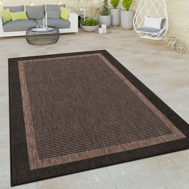 foto del prodotto moderno tappeto per interni ed esterni dal tessuto piatto con bordature e motivo orientale, antracite 60x100 cm paco home