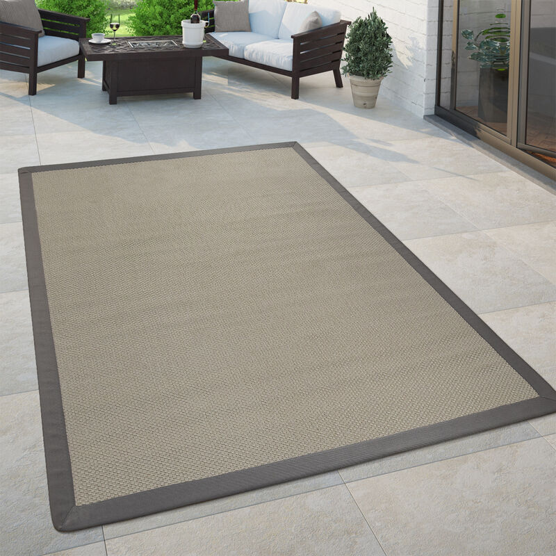foto del prodotto moderno tappeto per interni ed esterni dal tessuto piatto dal look naturale tinta unita crema 120x170 cm paco home