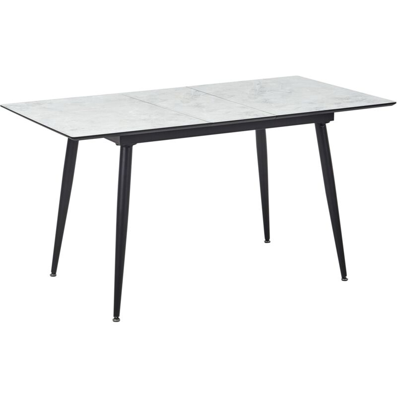 foto del prodotto moderno tavolo allungabile in metallo 120 150 x 80 cm bianco effetto marmo e nero eftalia