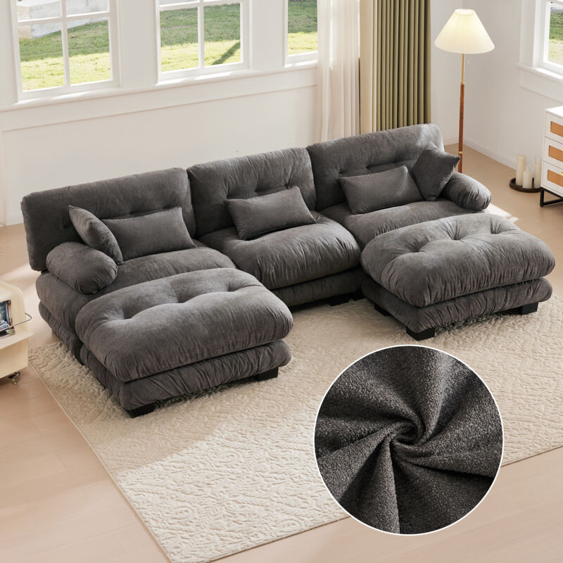 foto del prodotto modfu divani modulare angolare 5 posti in velluto, extra grande, imbottitura in memory foam, design ergonomico, braccioli comodi, struttura