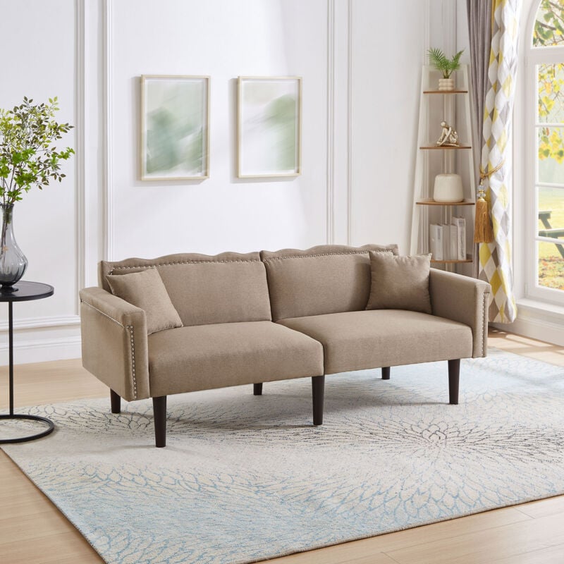 foto del prodotto modfu divano dritti 2 posti 176x72x72cm, schienale regolabile, cotone e lino, arrone chiaro