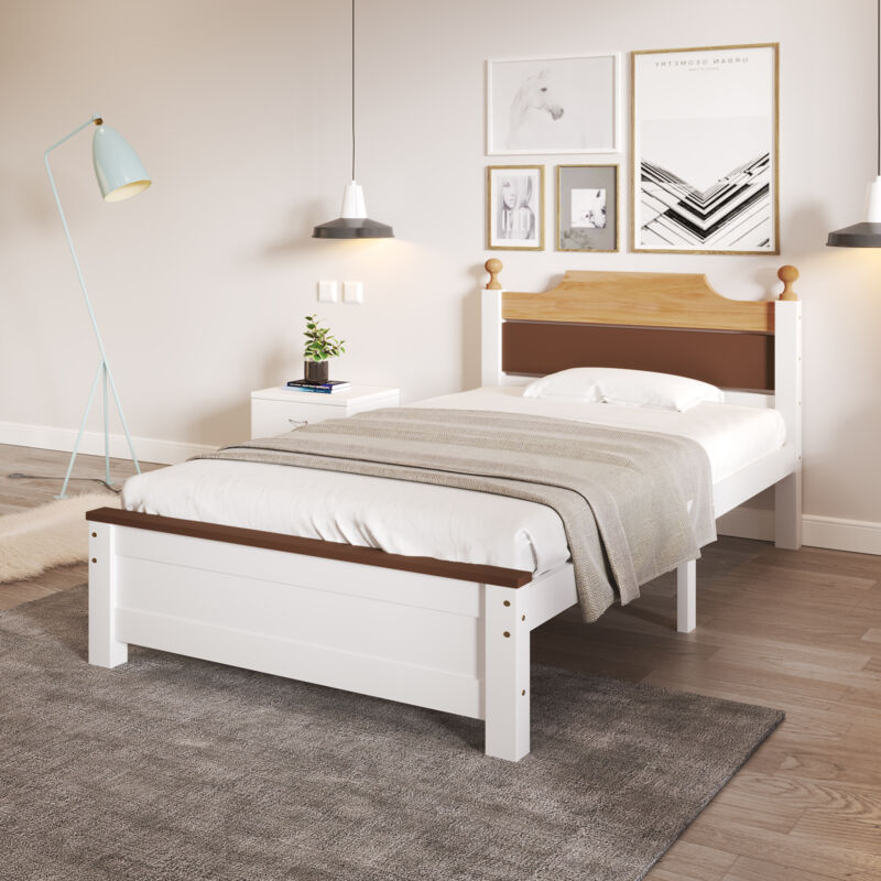 foto del prodotto modfu letti per adulti, rete a doghe, mdf e legno, senza materasso, multicolore, 90x200cm, singoli