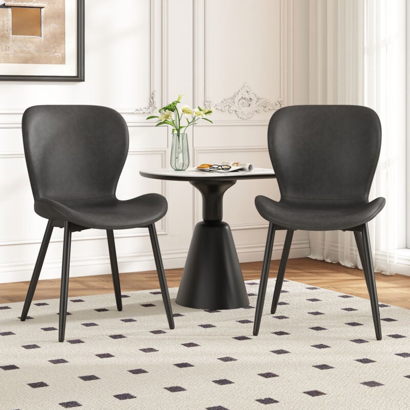 foto del prodotto modfu sedie da pranzo con schienale e gambe regolabili, per soggiorno cucina, pu, grigio, 2 pezzi