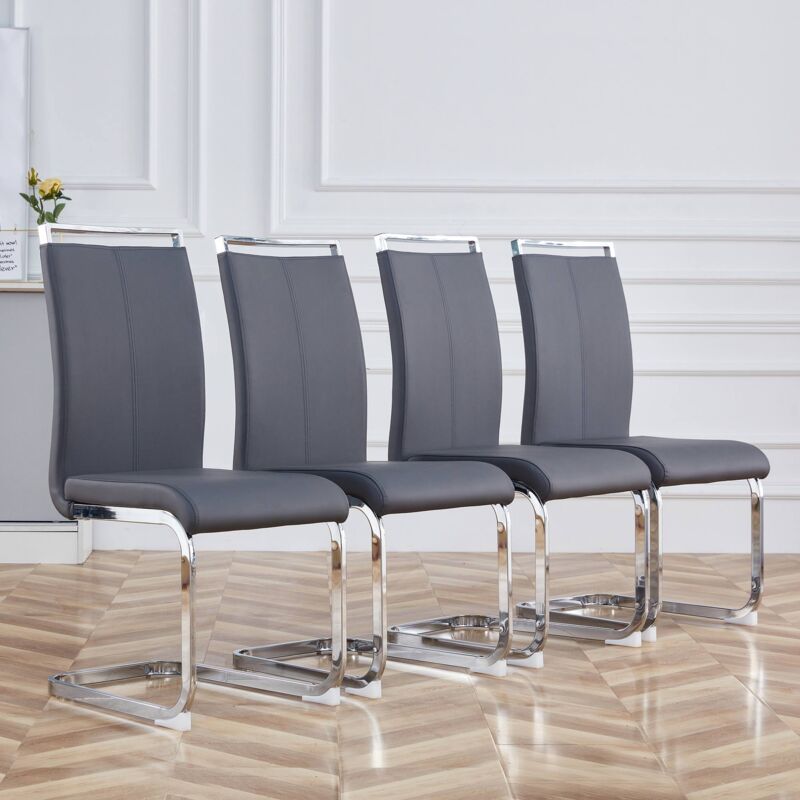 foto del prodotto modfu sedie da scrivania con struttura in metallo cromato 4pz , pu, portata 120kg, grigio