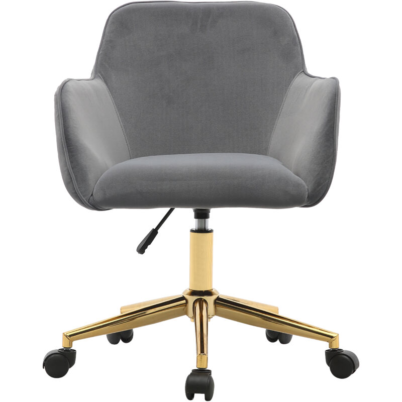 foto del prodotto modfu sedie da ufficio 1pz con ruote, poltrona, girevole a 360 , regolabile in altezza, gambe in metallo, velluto, grigio