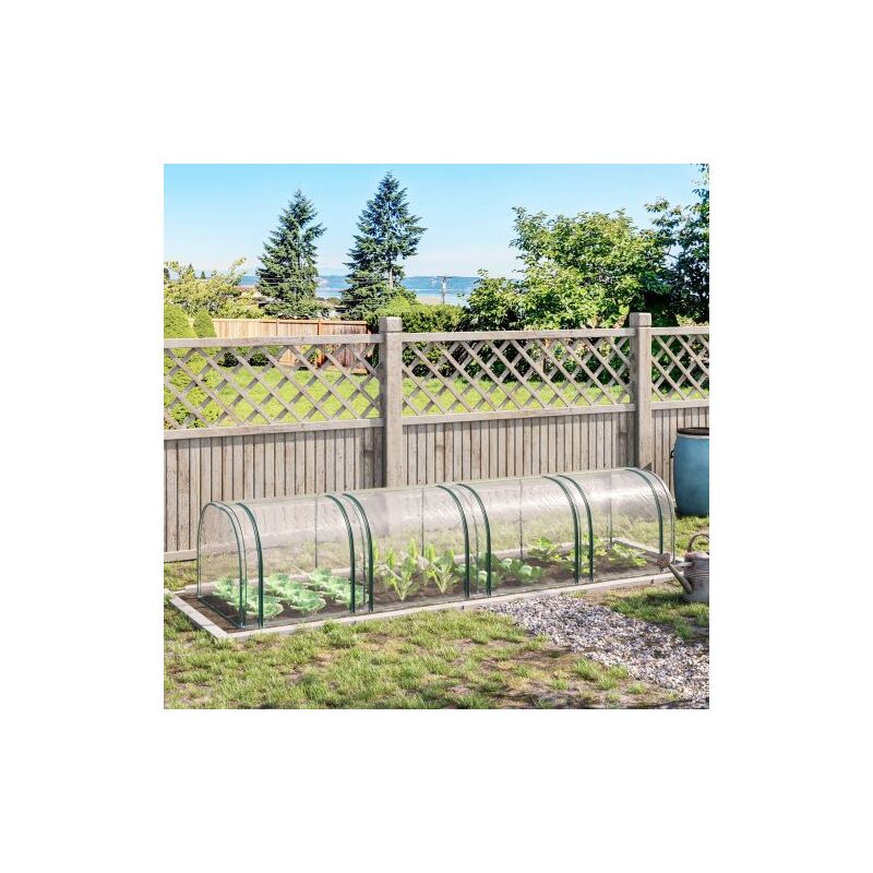 foto del prodotto modfu serra da giardino, serra a tunnel impermeabile, acciaio pvc, verde trasparente, 4 porta a battente, 395x100x80 cm