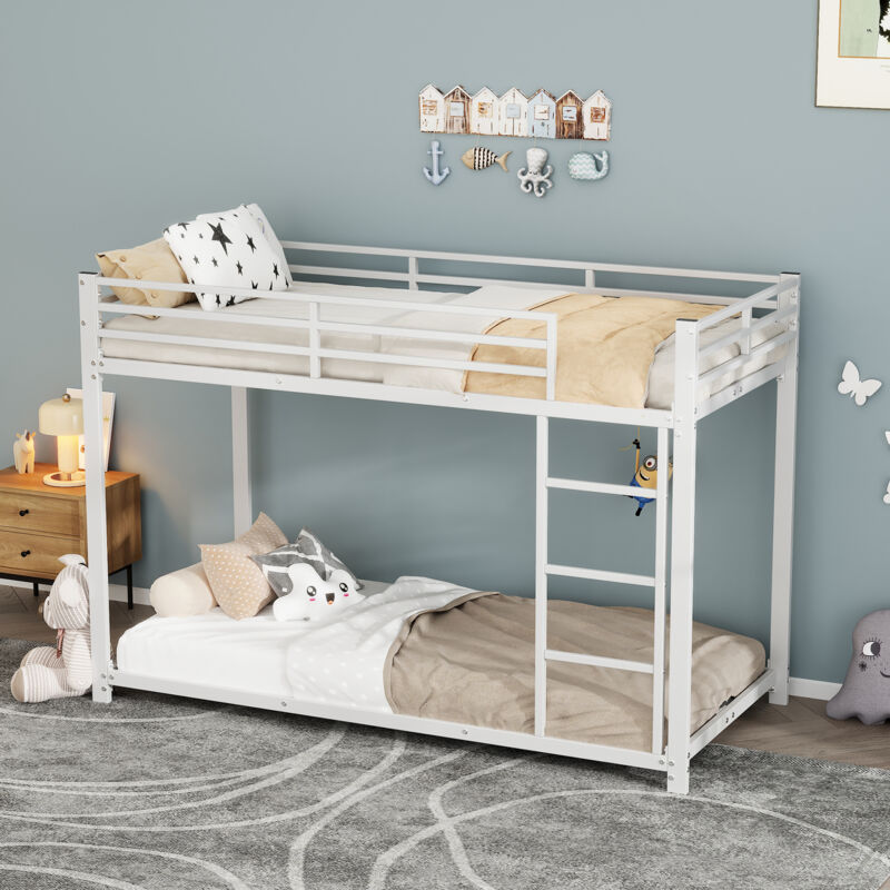 foto del prodotto modfu struttura letto a castello 90x200cm letti per bambini, mdf e metallo, senza materasso, bianco
