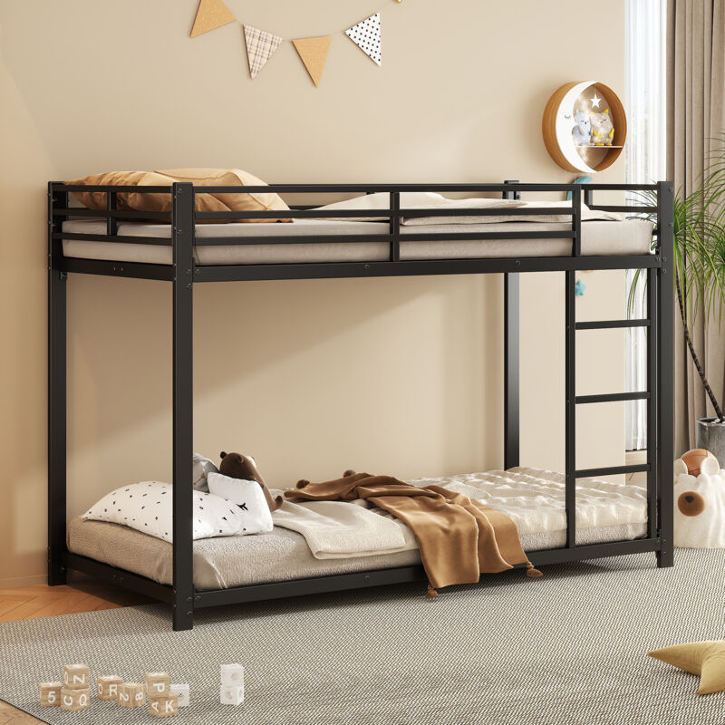 foto del prodotto modfu struttura letto a castello 90x200cm letti per bambini, mdf e metallo, senza materasso, nero