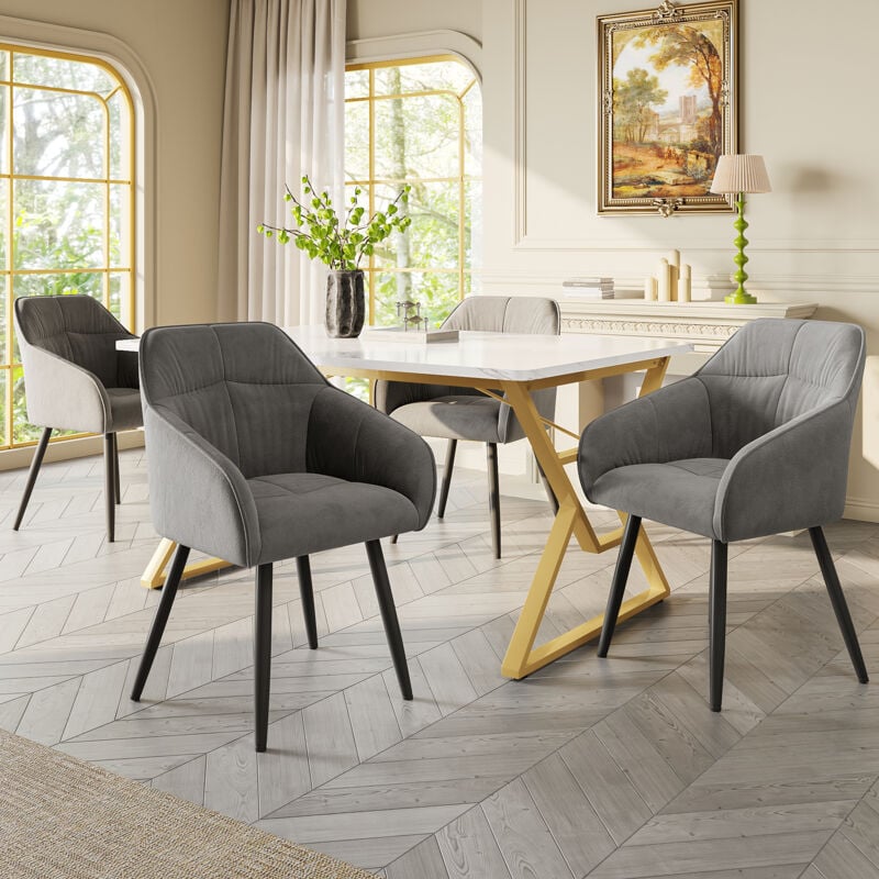 foto del prodotto modfu tavolo da pranzo 119x70x75cm, gambe in metallo, piano in marmo bianco, adatto per cucina sala da pranzo, mdf, gambe dorate