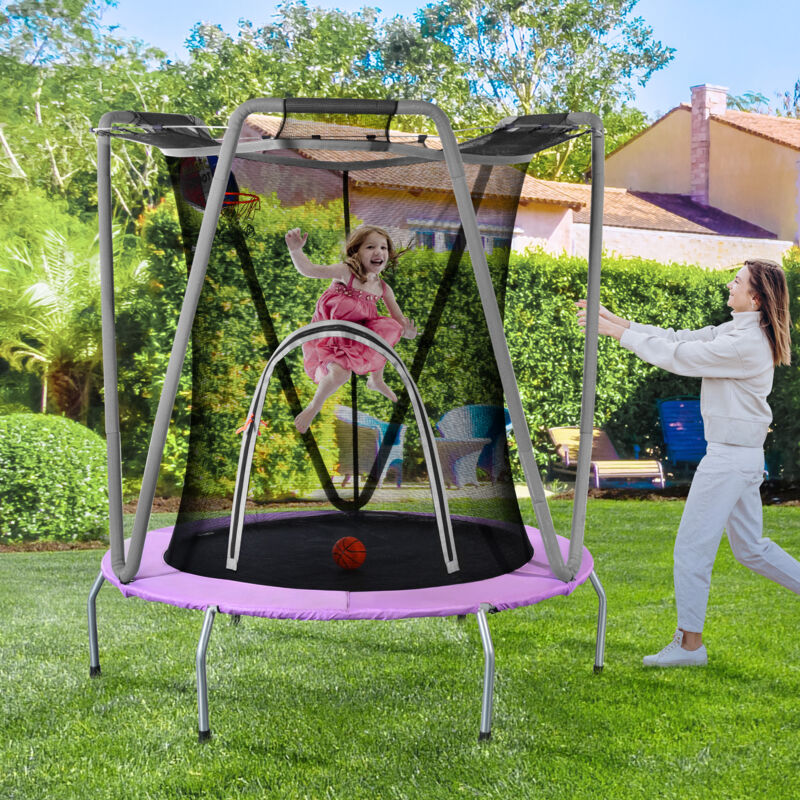 foto del prodotto modfu trampolino per bambini 147x147x157cm, portata 50kg, metallo, multicolore