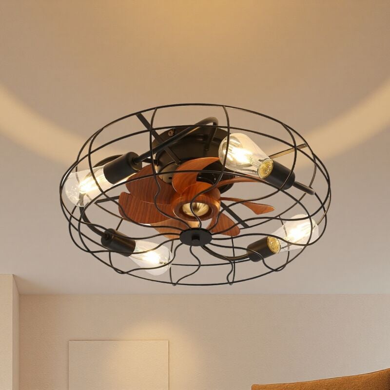 foto del prodotto modfu ventilatore da soffitto con luce, 50,8x50,8x25cm, con telecomando, stile industriale, abs metallo, nero