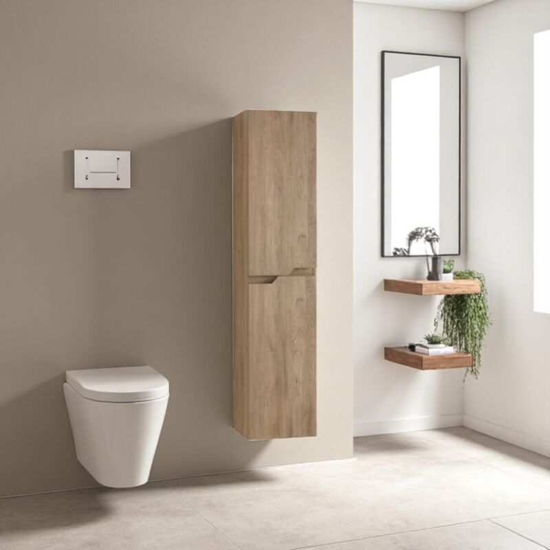 foto del prodotto modo colonna da bagno sospesa moderno bora a 2 ante rovere nodi