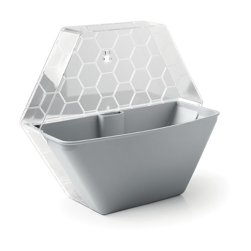 foto del prodotto modo grigio chiaro, vaso da interno modulabile, appendibile a muro o da appoggio, made in italy