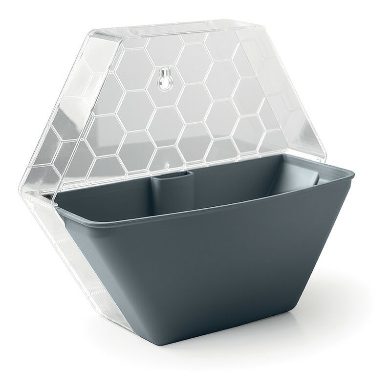 foto del prodotto modo grigio scuro, vaso da interno modulabile, appendibile a muro o da appoggio, made in italy