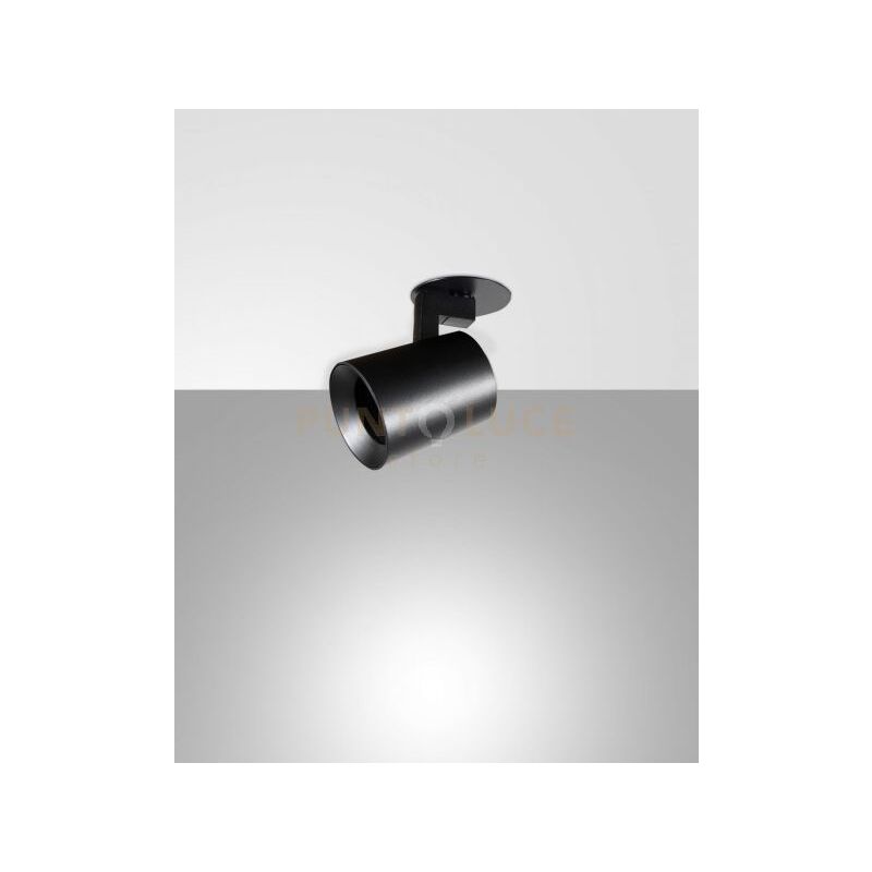 foto del prodotto modo incasso spot nero 1 luce alluminio spazzolato orientabile attacco gu10 ip20 d.6,5cm