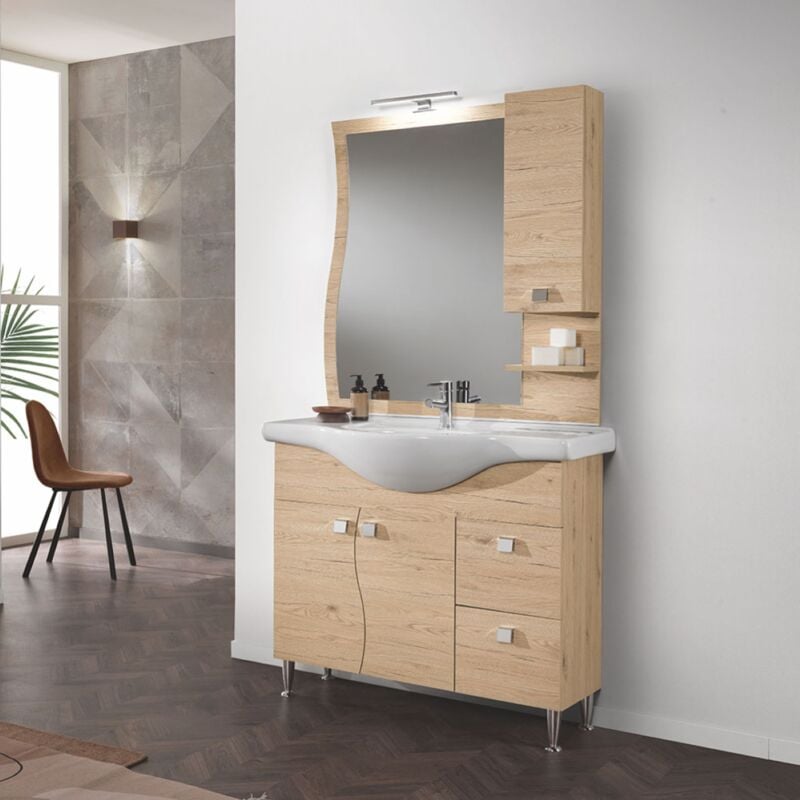 foto del prodotto modo mobile bagno 105 cm quercia 2 ante e cassetti onda