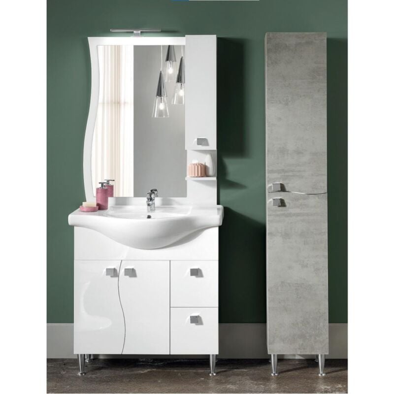 foto del prodotto modo mobile bagno 85 cm bianco lucido piedini onda