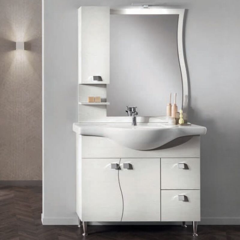 foto del prodotto modo mobile bagno 85 cm bianco nordico 2 ante e cassetti onda