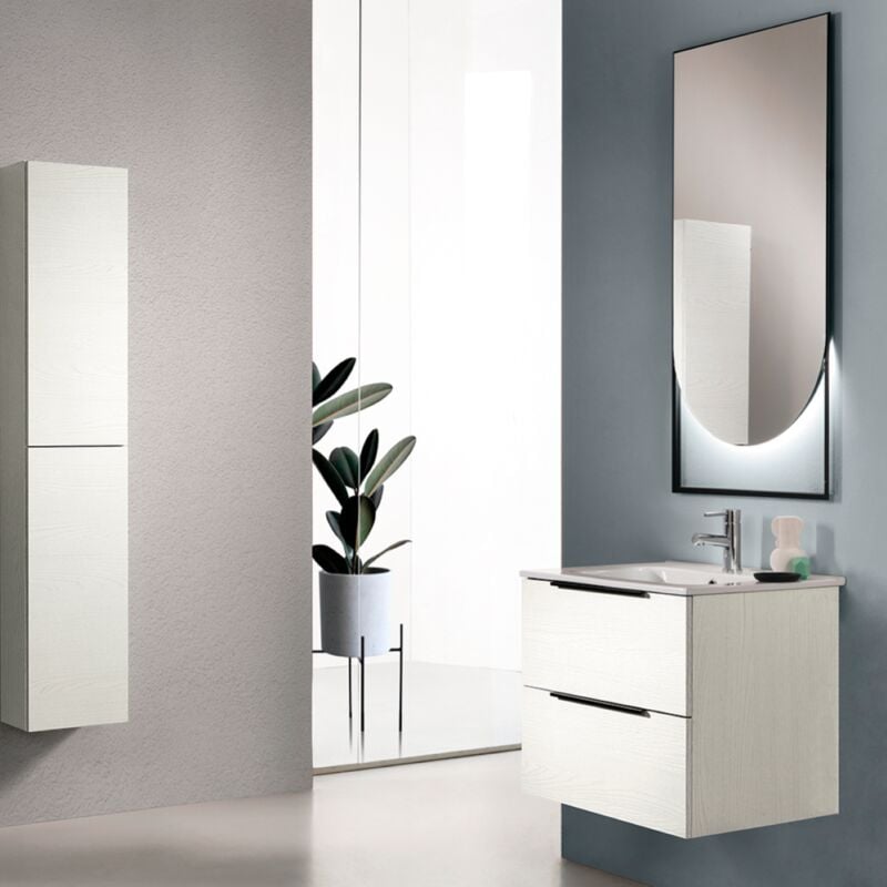 foto del prodotto modo - mobile bagno sospeso 60 cm con specchio luce led bali bianco nordico